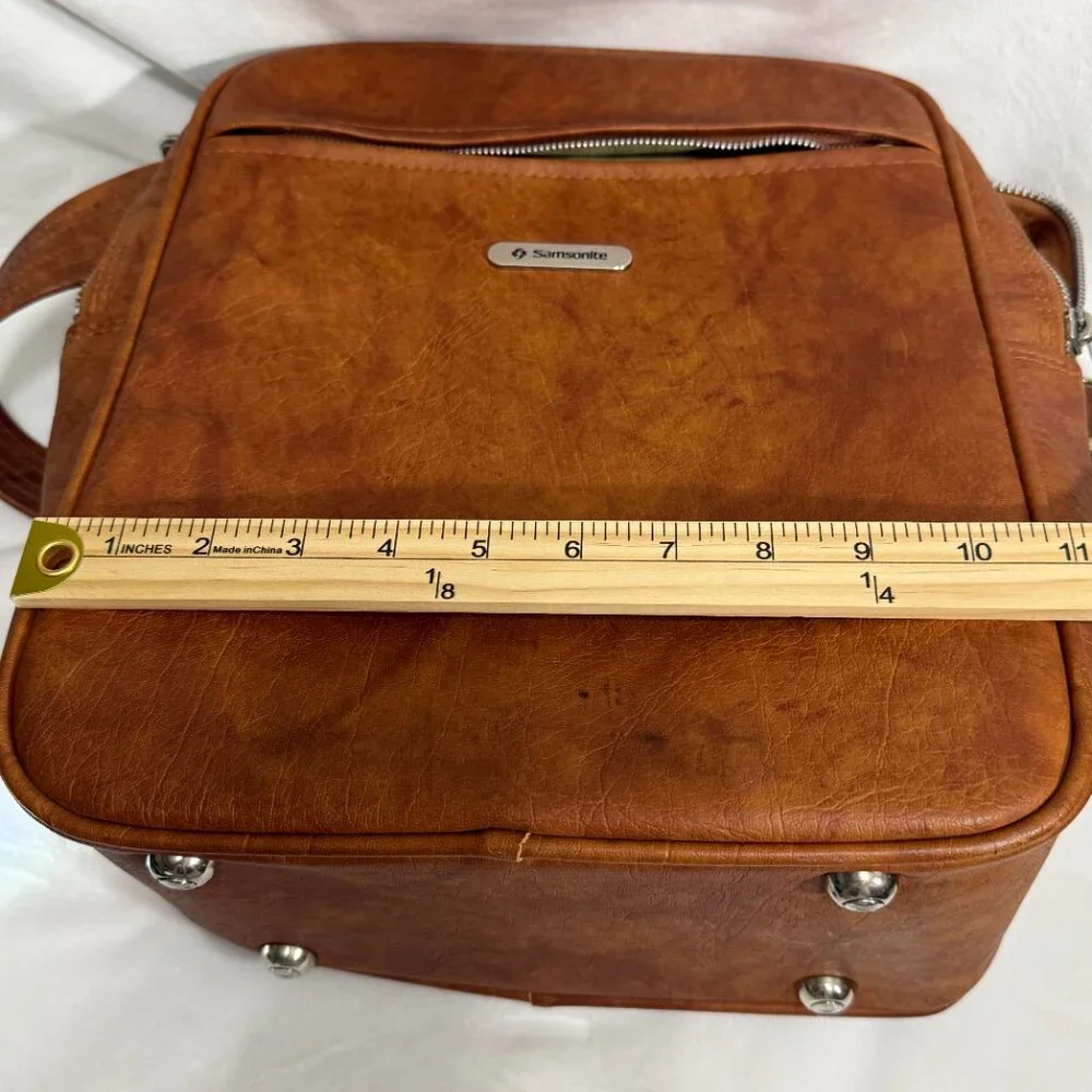 Samsonite VTG Brown Leather Crossbody Messenger Bag Adjustable Strap